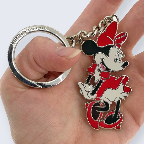 Kate Spade New York Disney Minnie Mouse Metal Key Ring Fob Bag Charm Chain - Picture 1 of 7